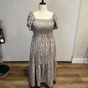 ELLOH Women's Floral Smocked Maxi Dress Size L